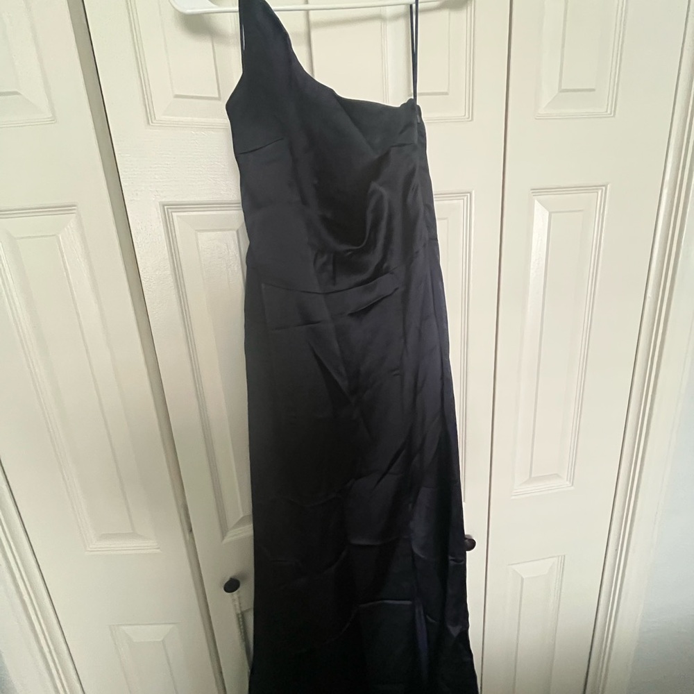 Amsale Black One-Shoulder Gown